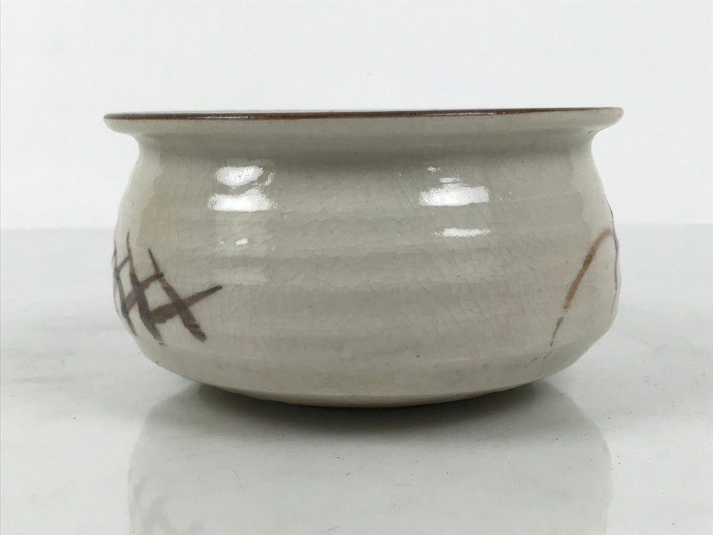 Japanese Ceramic Waste Water Bowl Kensui Vtg Tea Ceremony White Brown CHB172-KT - Bowl-chidorivintage.com