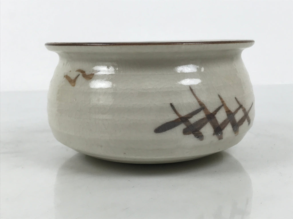 Japanese Ceramic Waste Water Bowl Kensui Vtg Tea Ceremony White Brown CHB172-KT - Bowl-chidorivintage.com