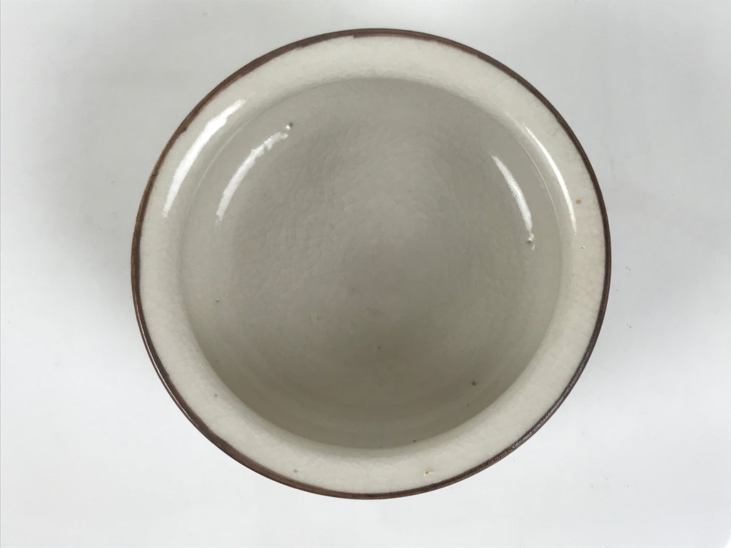 Japanese Ceramic Waste Water Bowl Kensui Vtg Tea Ceremony White Brown CHB172-KT - Bowl-chidorivintage.com