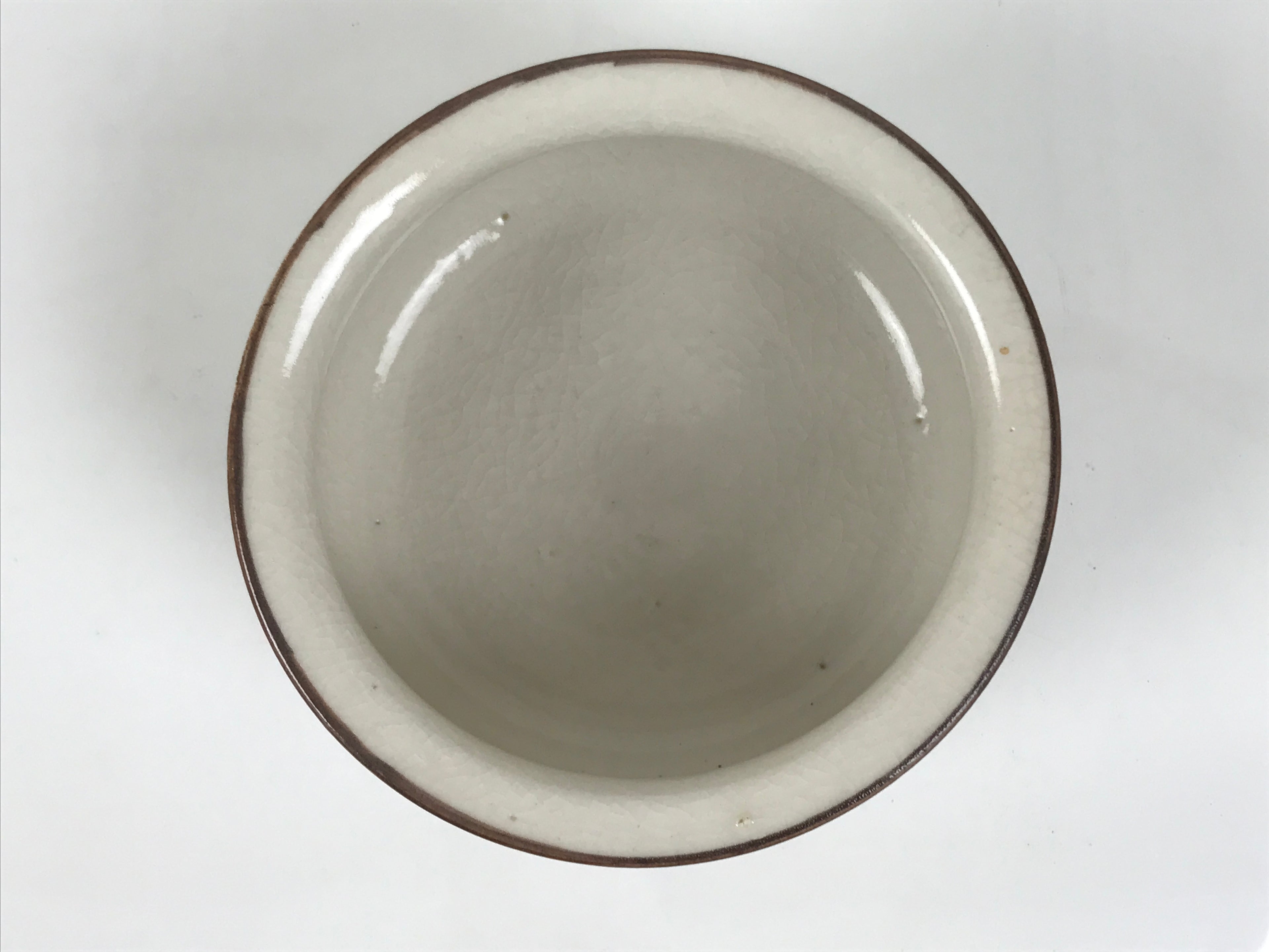 Japanese Ceramic Waste Water Bowl Kensui Vtg Tea Ceremony White Brown CHB172-KT - Bowl-chidorivintage.com
