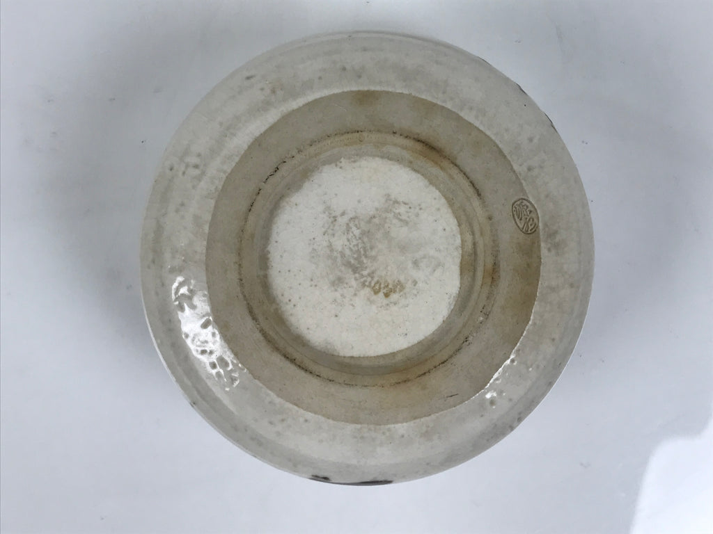 Japanese Ceramic Waste Water Bowl Kensui Vtg Tea Ceremony White Brown CHB172-KT - Bowl-chidorivintage.com