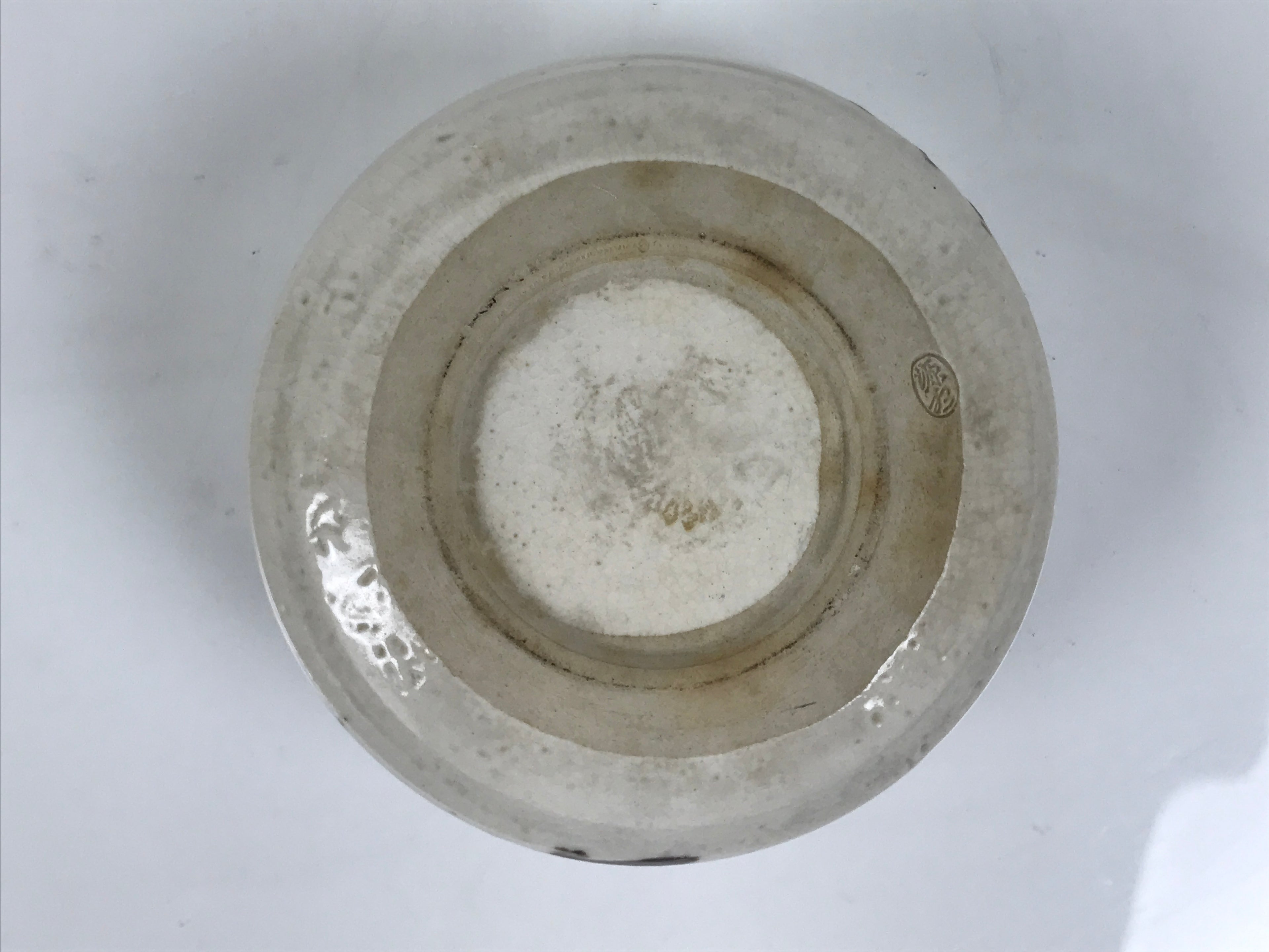 Japanese Ceramic Waste Water Bowl Kensui Vtg Tea Ceremony White Brown CHB172-KT - Bowl-chidorivintage.com