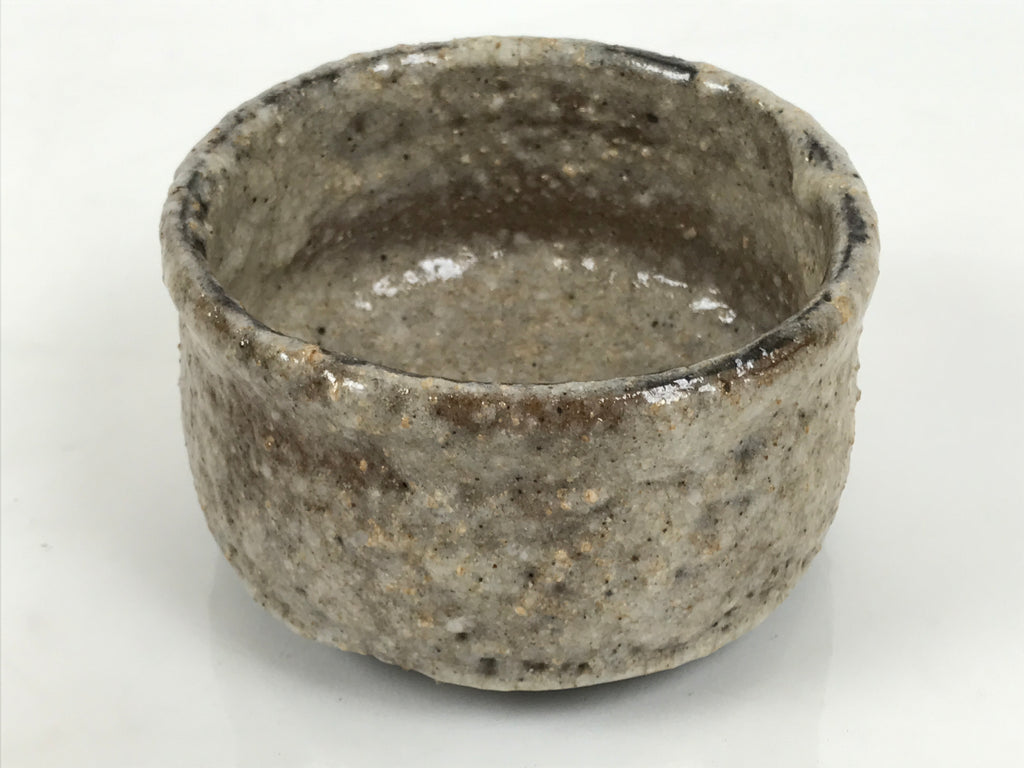 Japanese Ceramic Green Tea Bowl Matcha Chawan Vtg Pottery White Brown PX814-KT - Bowl-chidorivintage.com