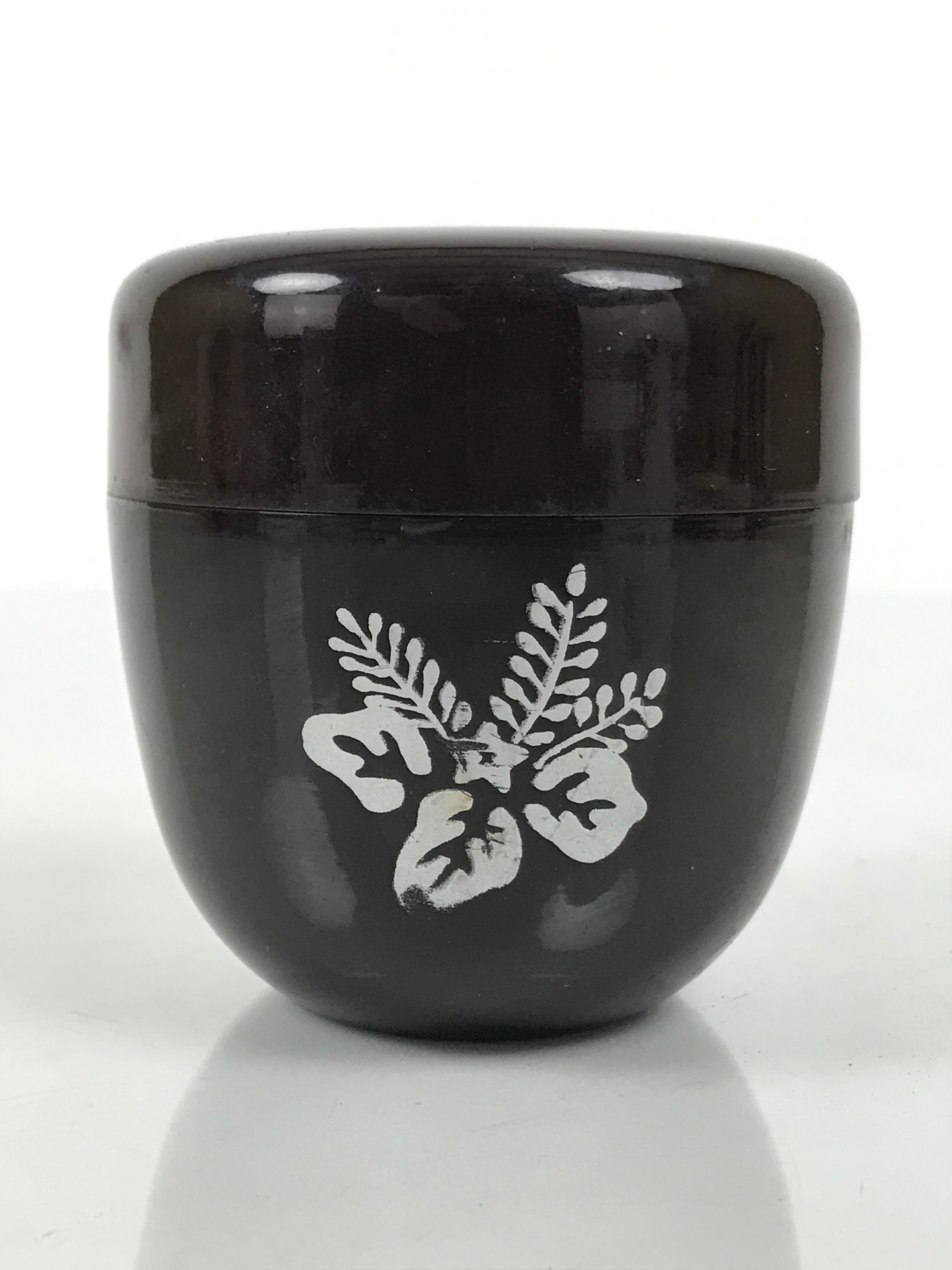 Japanese Resin Lacquer Replica Matcha Tea Caddy Natsume Sado Brown Floral TG197-KT - Tea Ceremony-chidorivintage.com