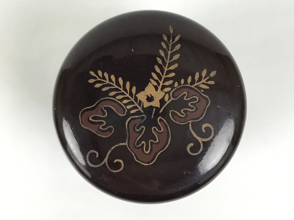 Japanese Resin Lacquer Replica Matcha Tea Caddy Natsume Sado Brown Floral TG197-KT - Tea Ceremony-chidorivintage.com