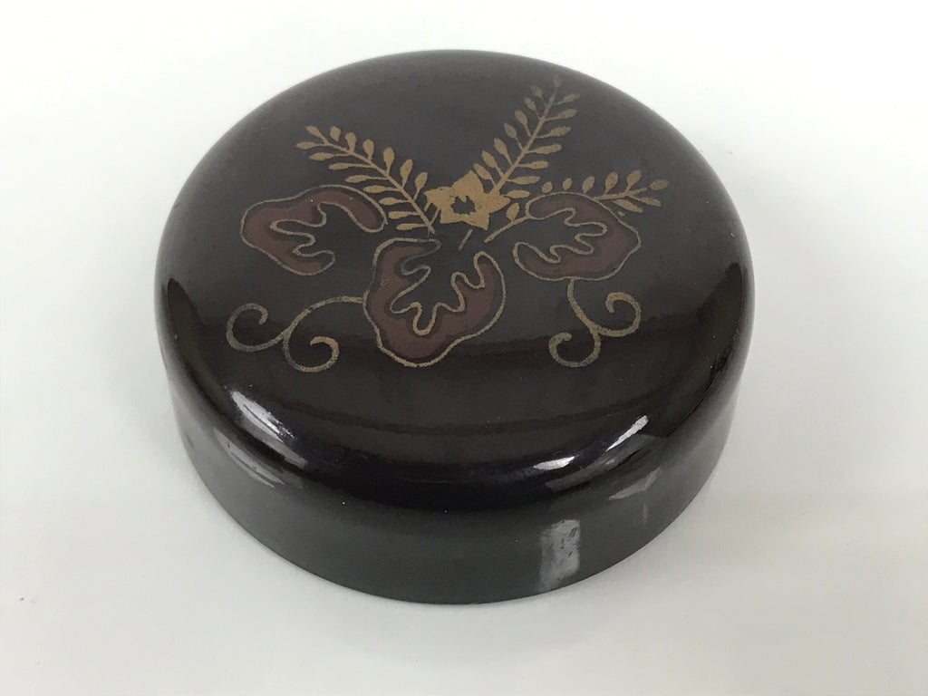 Japanese Resin Lacquer Replica Matcha Tea Caddy Natsume Sado Brown Floral TG197-KT - Tea Ceremony-chidorivintage.com