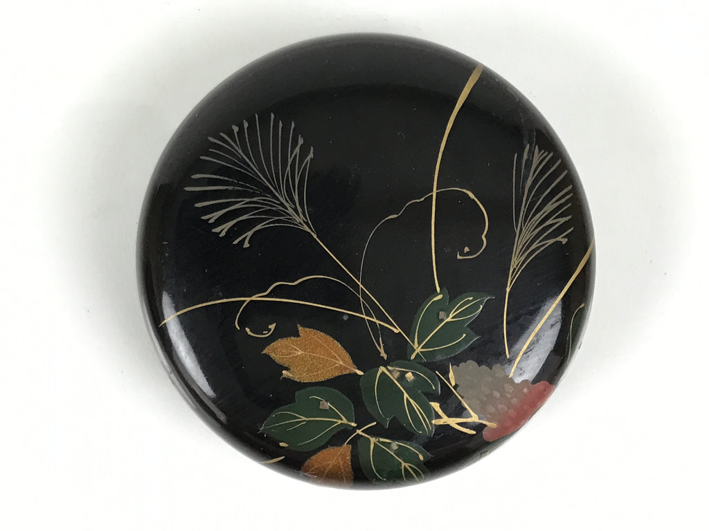 Japanese Wooden Lacquer Matcha Tea Caddy Natsume Sado Makie Black Floral TG198-KT - Tea Ceremony-chidorivintage.com