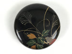 Japanese Wooden Lacquer Matcha Tea Caddy Natsume Sado Makie Black Floral TG198-KT - Tea Ceremony-chidorivintage.com