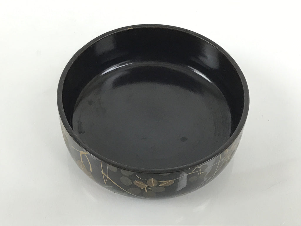 Japanese Wooden Lacquer Matcha Tea Caddy Natsume Sado Makie Black Floral TG198-KT - Tea Ceremony-chidorivintage.com