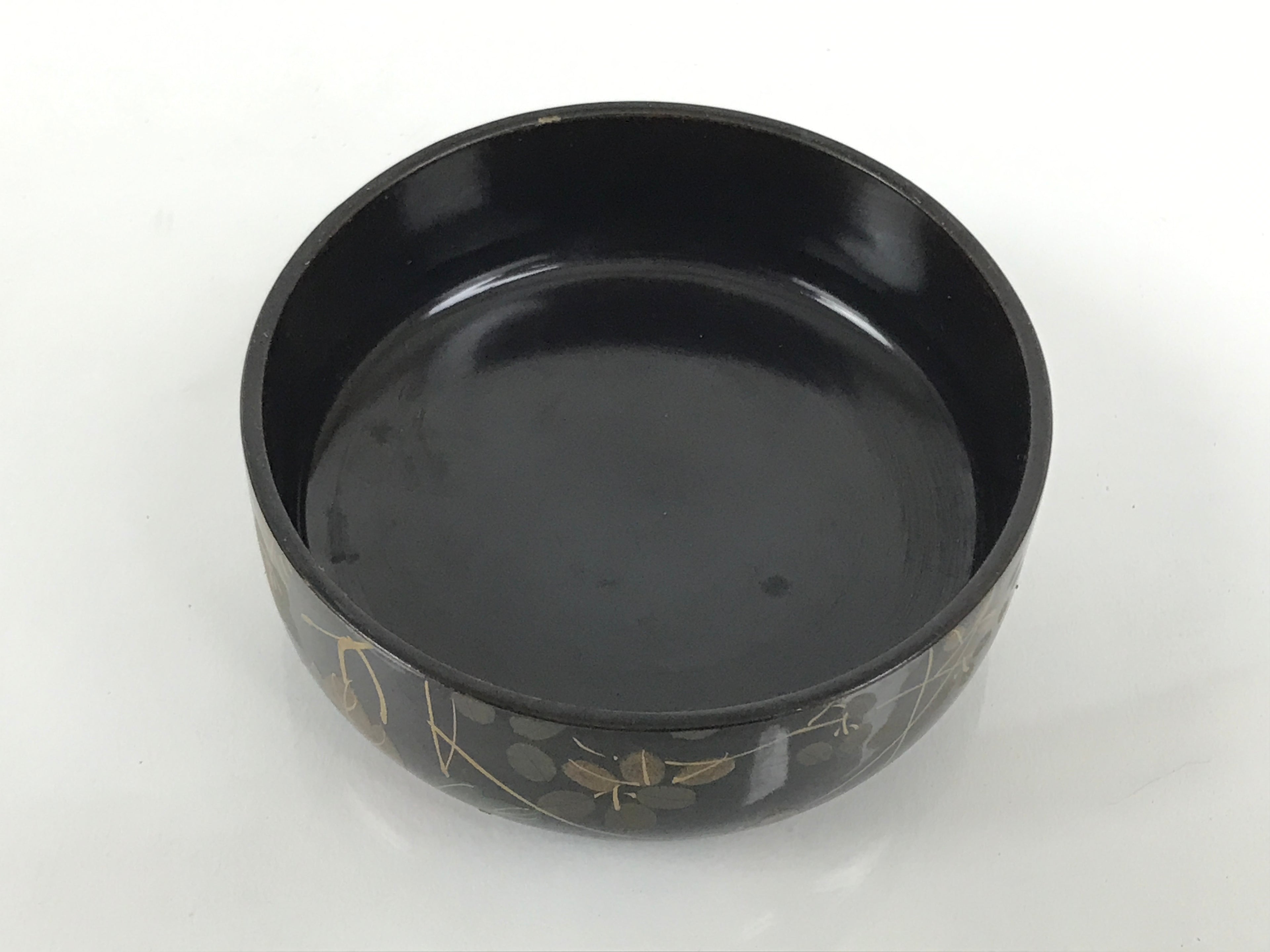Japanese Wooden Lacquer Matcha Tea Caddy Natsume Sado Makie Black Floral TG198-KT - Tea Ceremony-chidorivintage.com