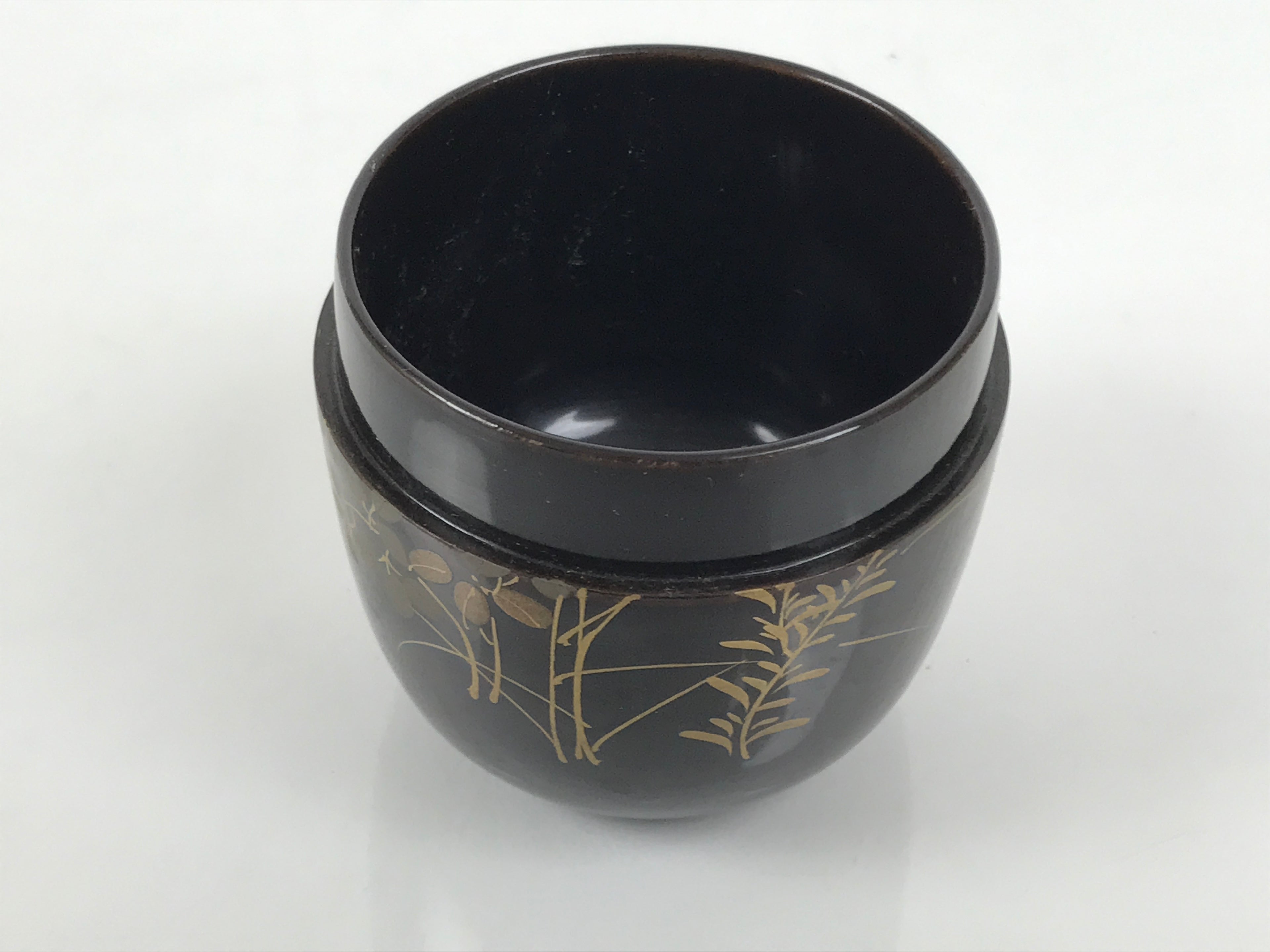 Japanese Wooden Lacquer Matcha Tea Caddy Natsume Sado Makie Black Floral TG198-KT - Tea Ceremony-chidorivintage.com