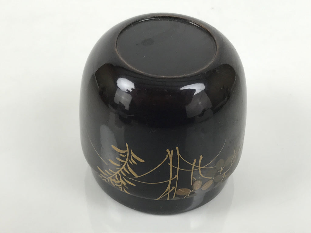 Japanese Wooden Lacquer Matcha Tea Caddy Natsume Sado Makie Black Floral TG198-KT - Tea Ceremony-chidorivintage.com