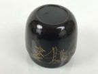 Japanese Wooden Lacquer Matcha Tea Caddy Natsume Sado Makie Black Floral TG198-KT - Tea Ceremony-chidorivintage.com