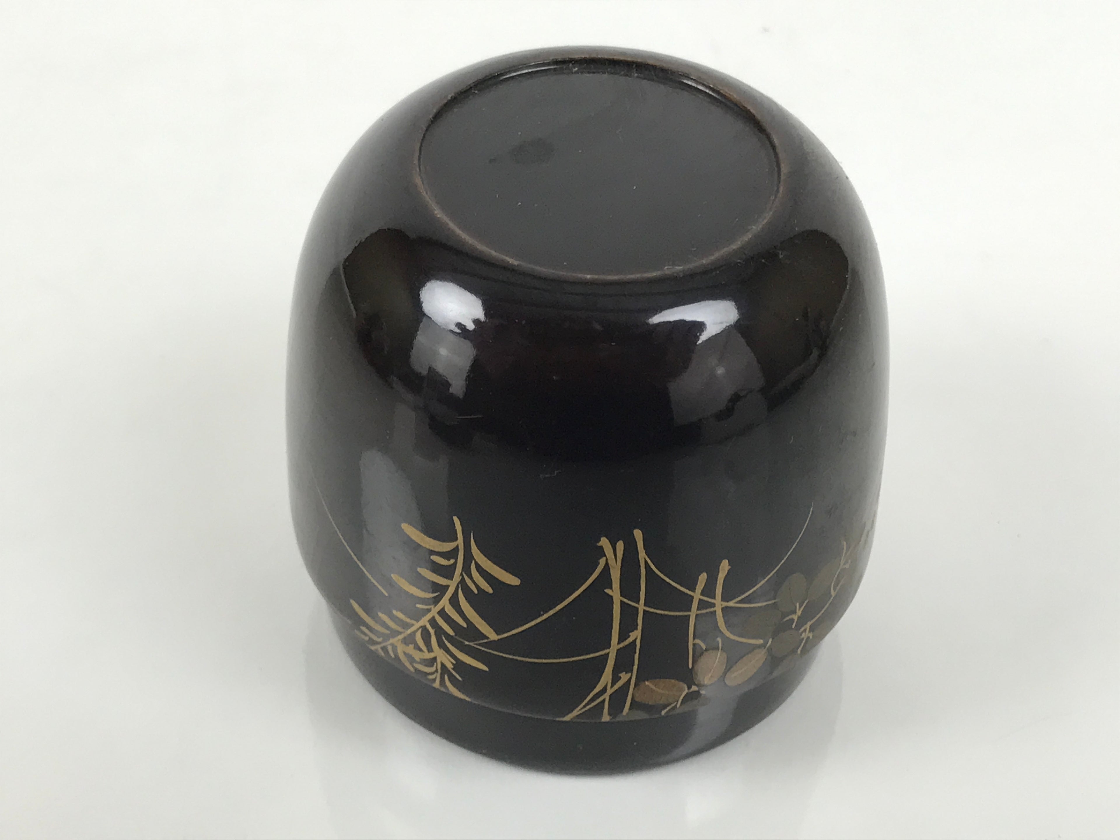 Japanese Wooden Lacquer Matcha Tea Caddy Natsume Sado Makie Black Floral TG198-KT - Tea Ceremony-chidorivintage.com