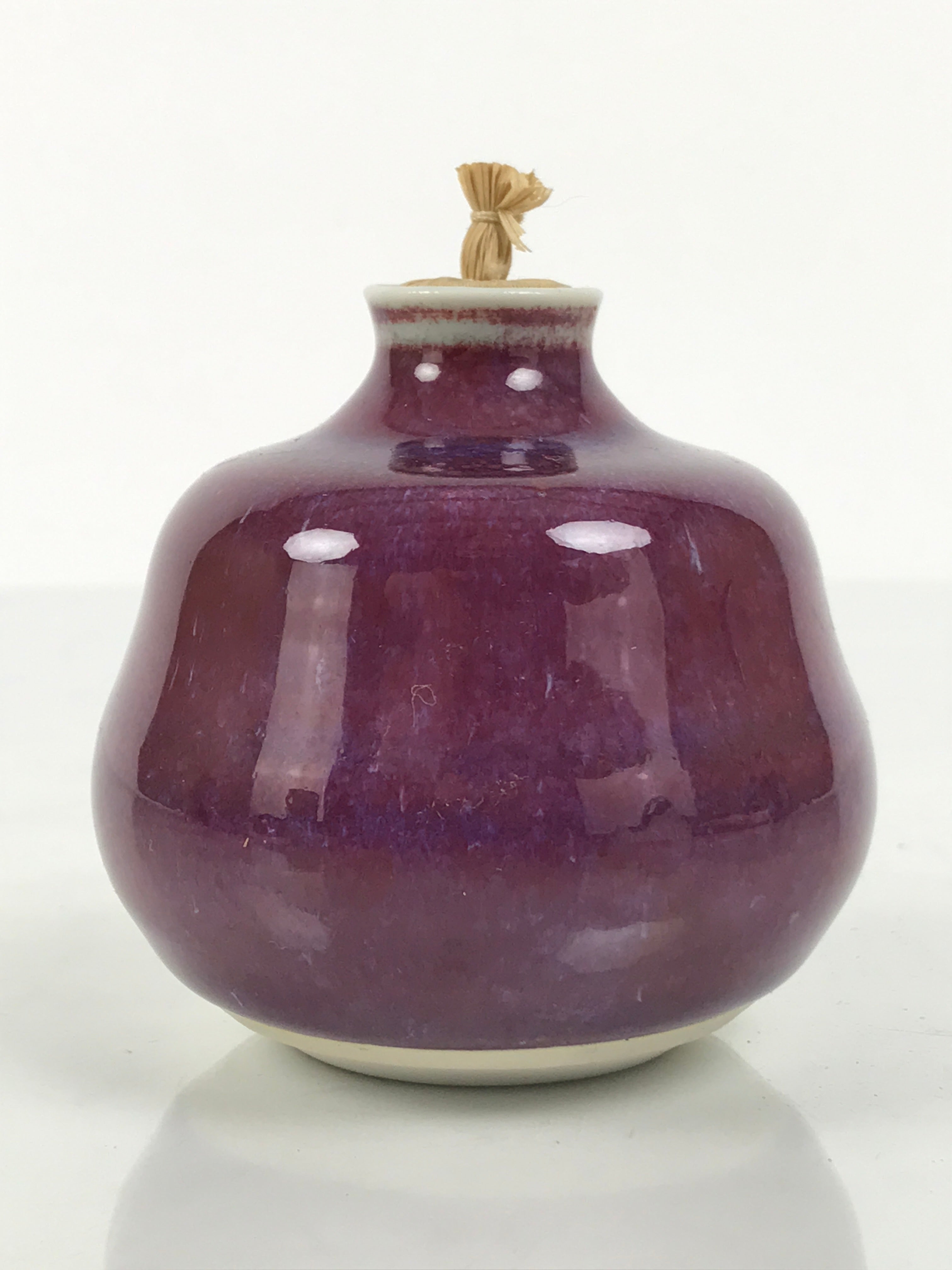 Japanese Porcelain Matcha Tea Container Vtg Chaire Natsume Sado Purple TG201-KT - Tea Ceremony-chidorivintage.com