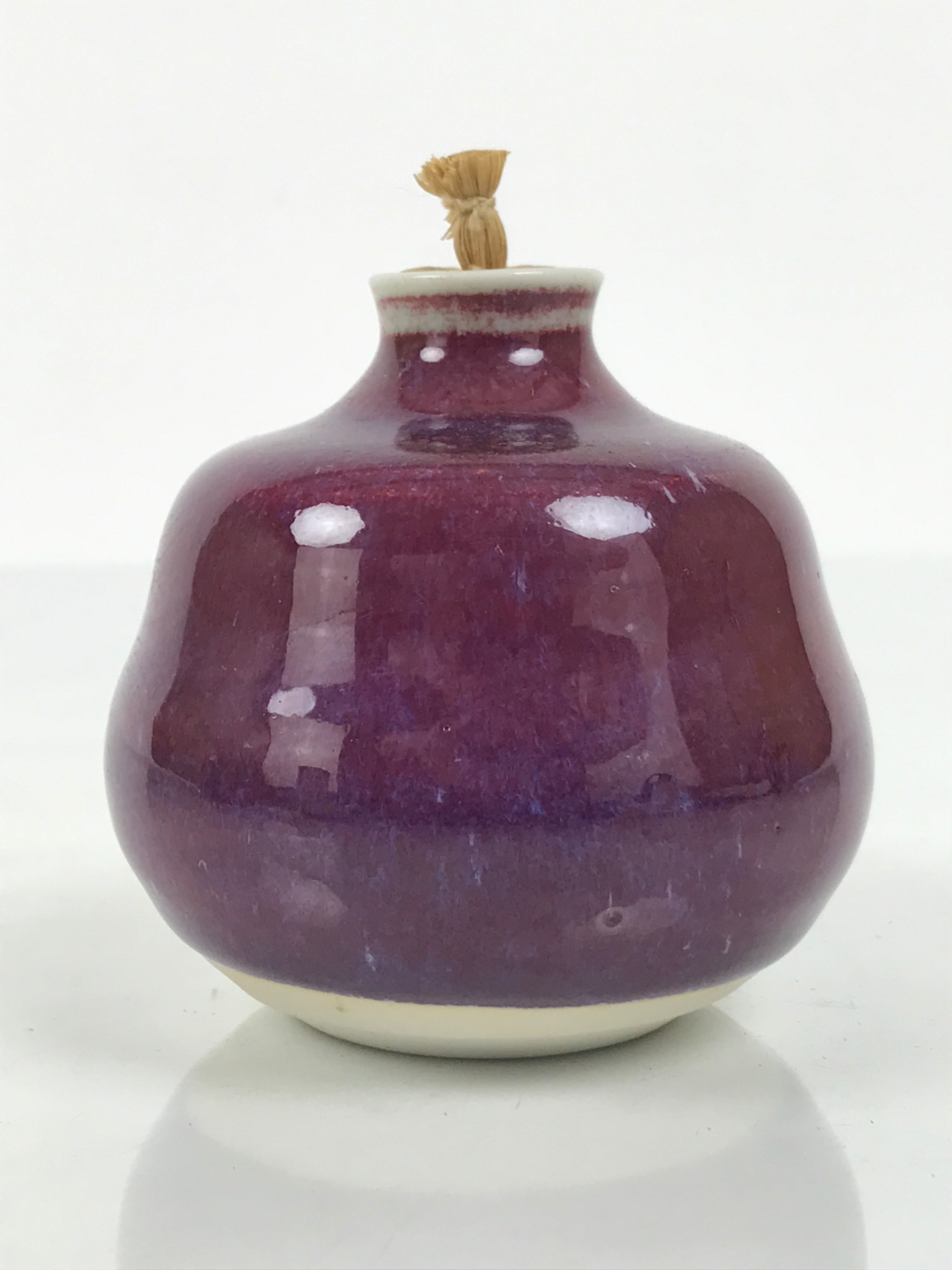 Japanese Porcelain Matcha Tea Container Vtg Chaire Natsume Sado Purple TG201-KT - Tea Ceremony-chidorivintage.com