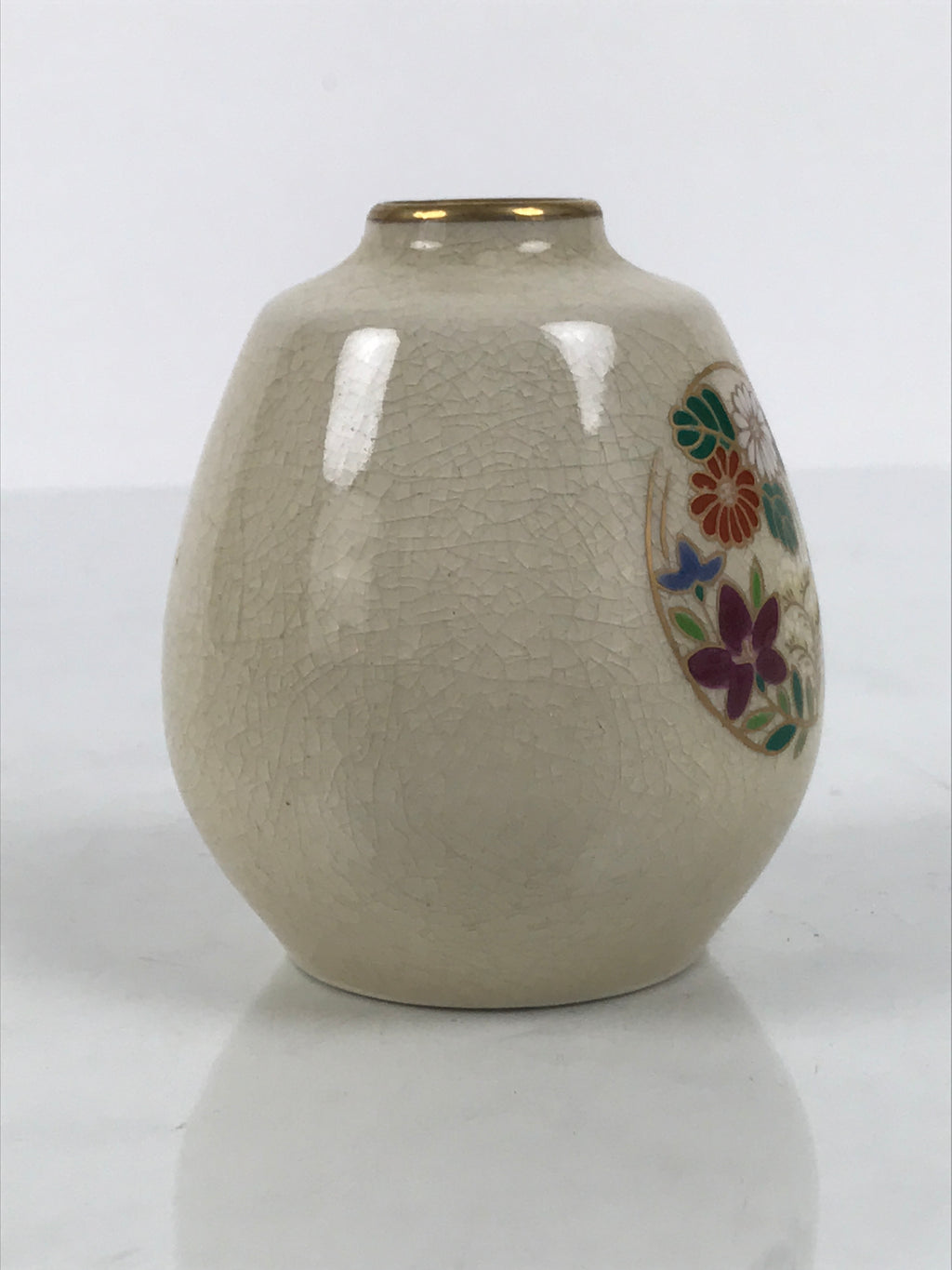 Japanese Satsuma Porcelain Matcha Tea Container Vtg Chaire Sado Floral TG203-KT - Tea Ceremony-chidorivintage.com