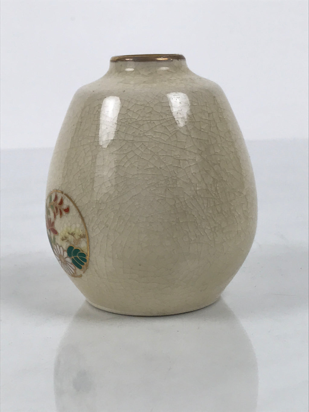 Japanese Satsuma Porcelain Matcha Tea Container Vtg Chaire Sado Floral TG203-KT - Tea Ceremony-chidorivintage.com