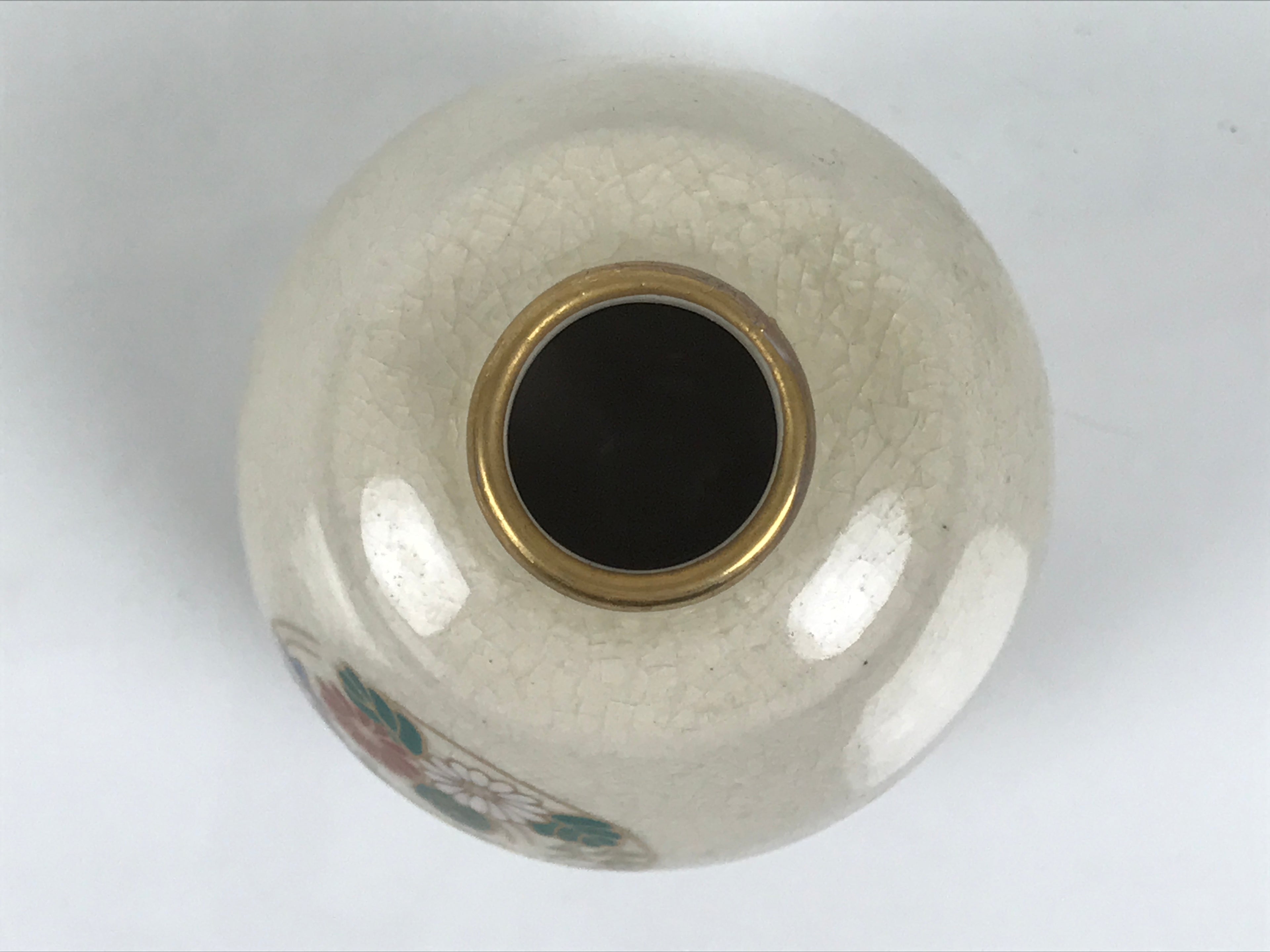 Japanese Satsuma Porcelain Matcha Tea Container Vtg Chaire Sado Floral TG203-KT - Tea Ceremony-chidorivintage.com
