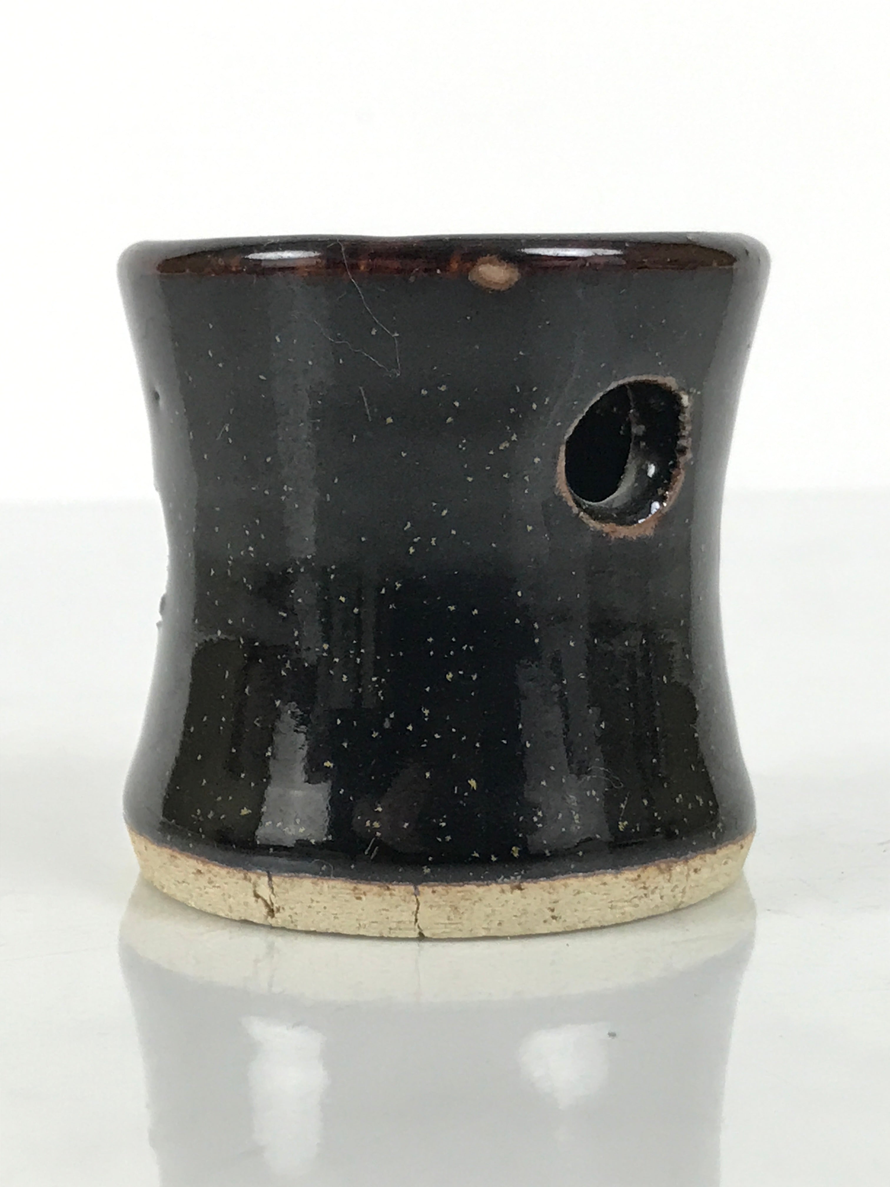 Japanese Ceramic Tea Ceremony Kettle Lid Ladle Rest Vtg Futaoki Sado Black TG204-KT - Tea Ceremony-chidorivintage.com