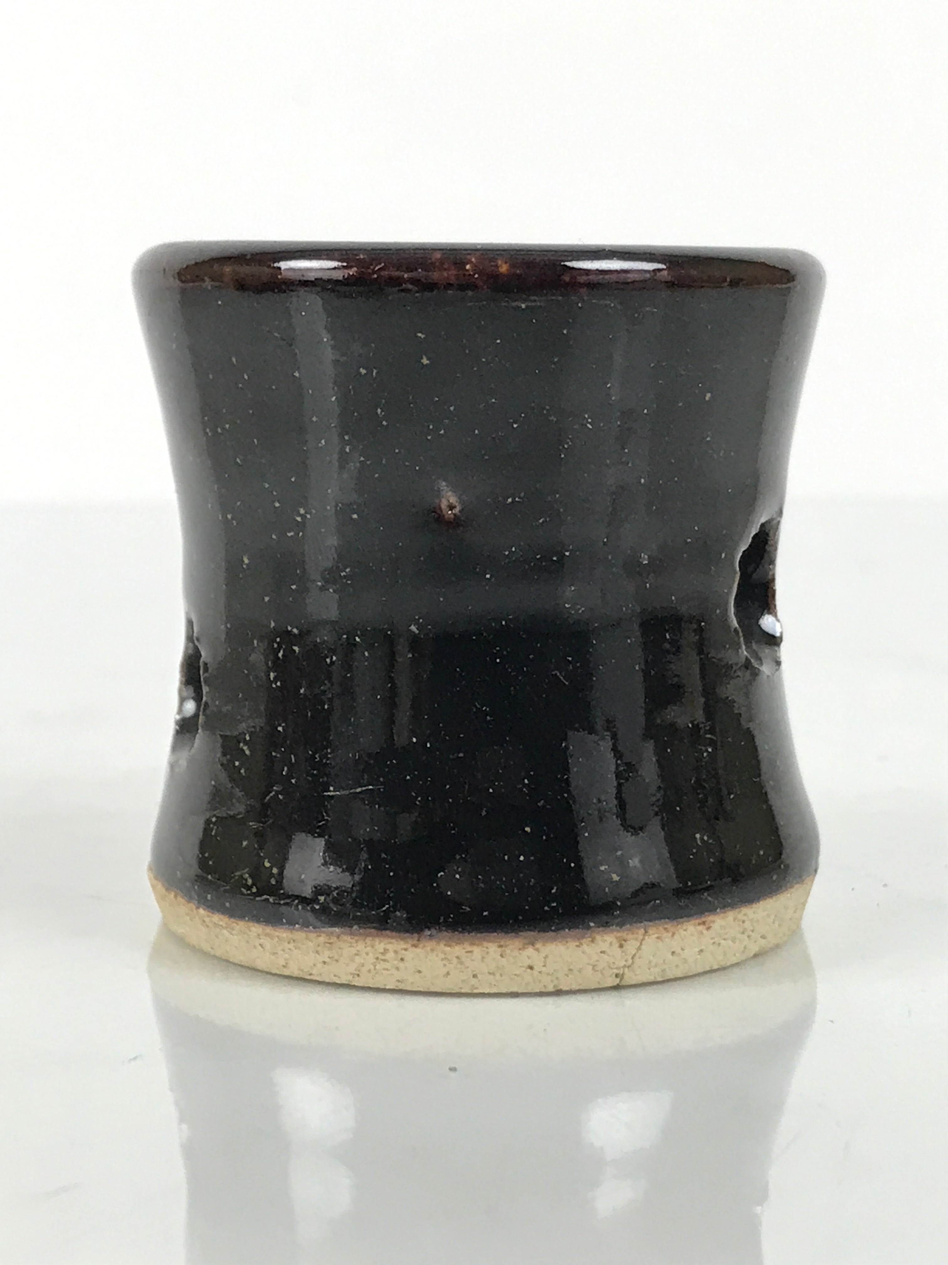 Japanese Ceramic Tea Ceremony Kettle Lid Ladle Rest Vtg Futaoki Sado Black TG204-KT - Tea Ceremony-chidorivintage.com