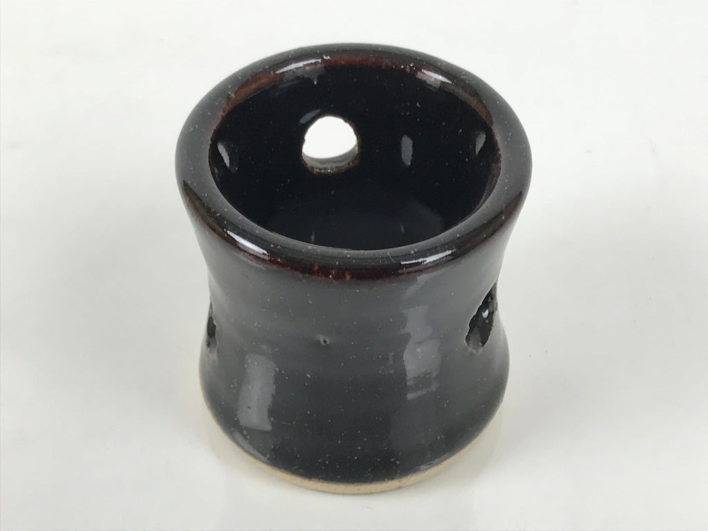 Japanese Ceramic Tea Ceremony Kettle Lid Ladle Rest Vtg Futaoki Sado Black TG204-KT - Tea Ceremony-chidorivintage.com