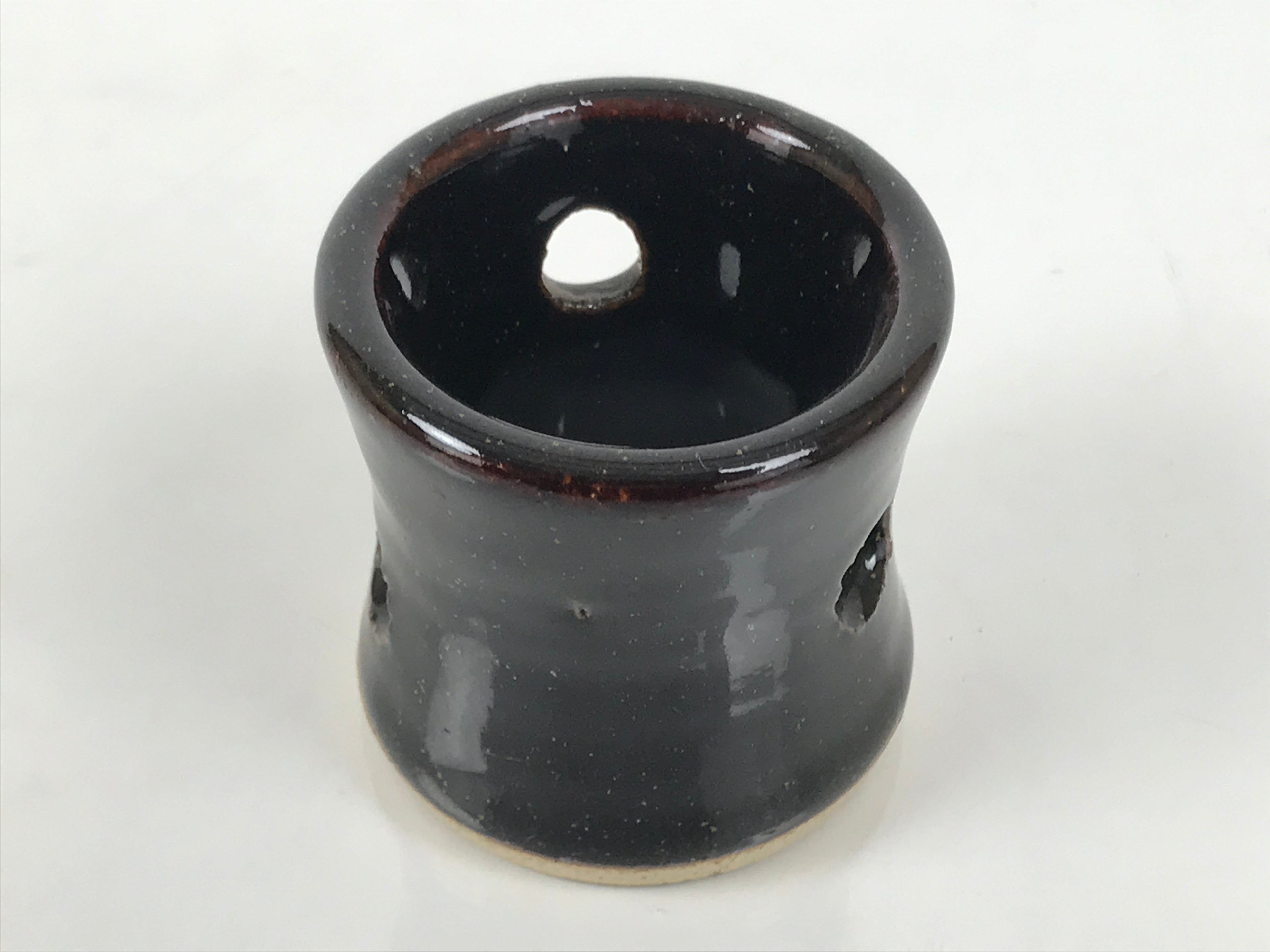 Japanese Ceramic Tea Ceremony Kettle Lid Ladle Rest Vtg Futaoki Sado Black TG204-KT - Tea Ceremony-chidorivintage.com
