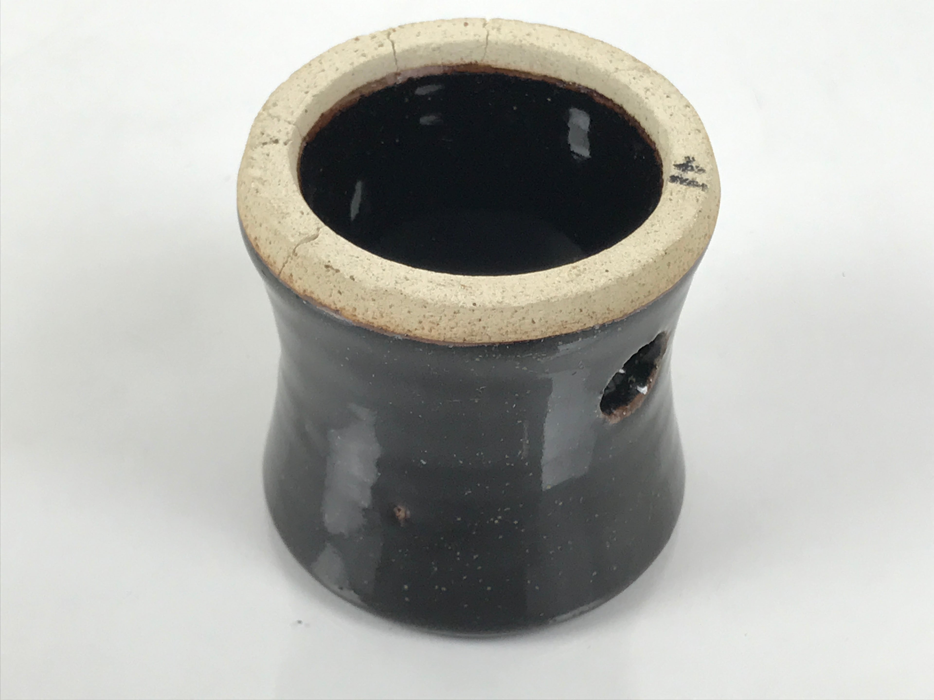 Japanese Ceramic Tea Ceremony Kettle Lid Ladle Rest Vtg Futaoki Sado Black TG204-KT - Tea Ceremony-chidorivintage.com
