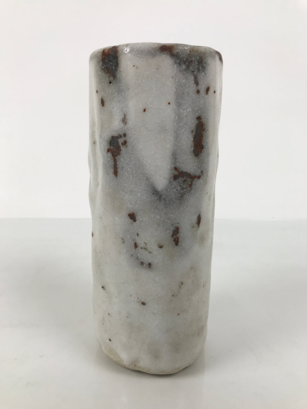 Japanese Shino Ware Ceramic Flower Vase Vtg Ikebana Kabin White Brown FK240-KT - Vase-chidorivintage.com