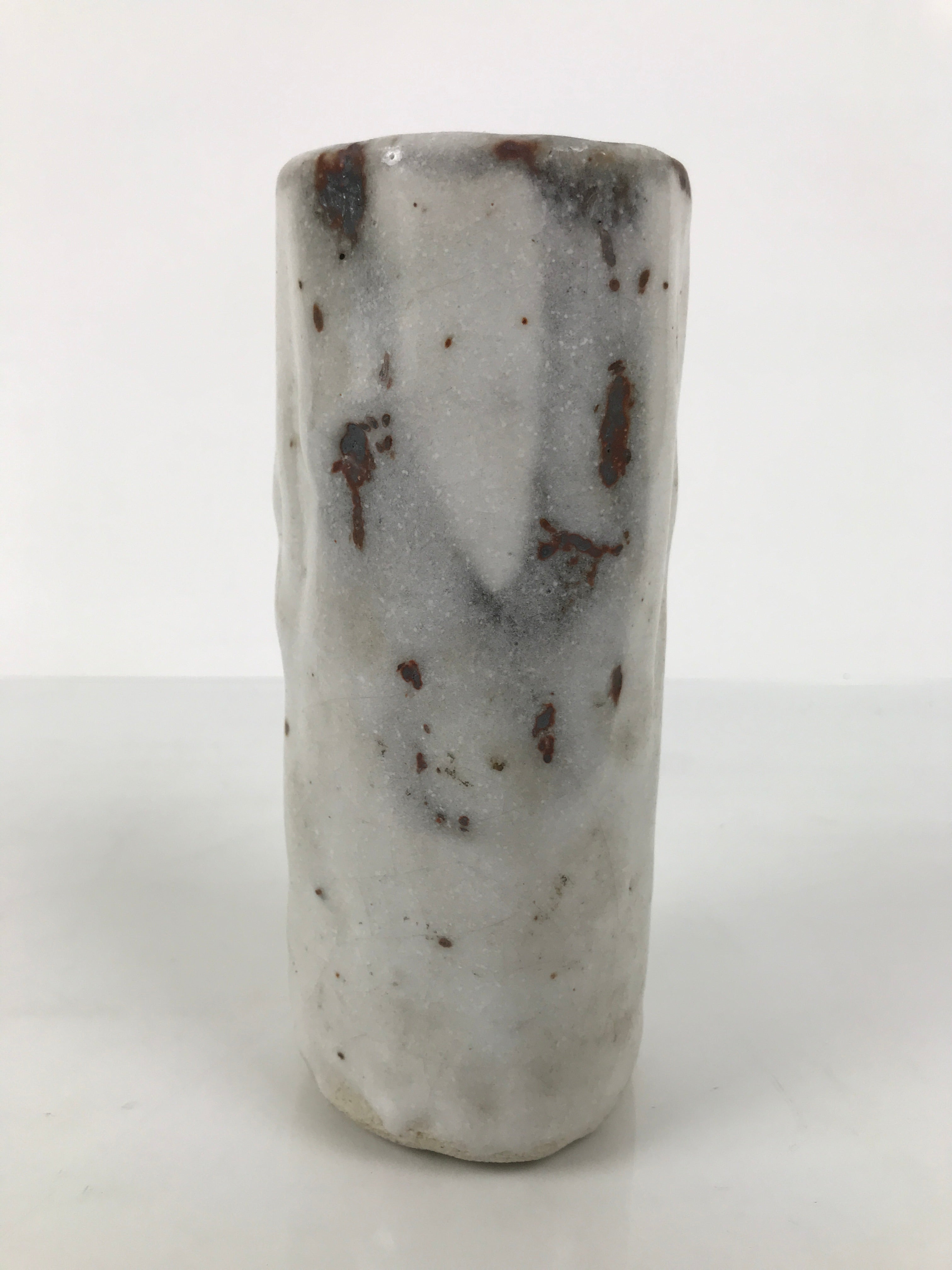 Japanese Shino Ware Ceramic Flower Vase Vtg Ikebana Kabin White Brown FK240-KT - Vase-chidorivintage.com