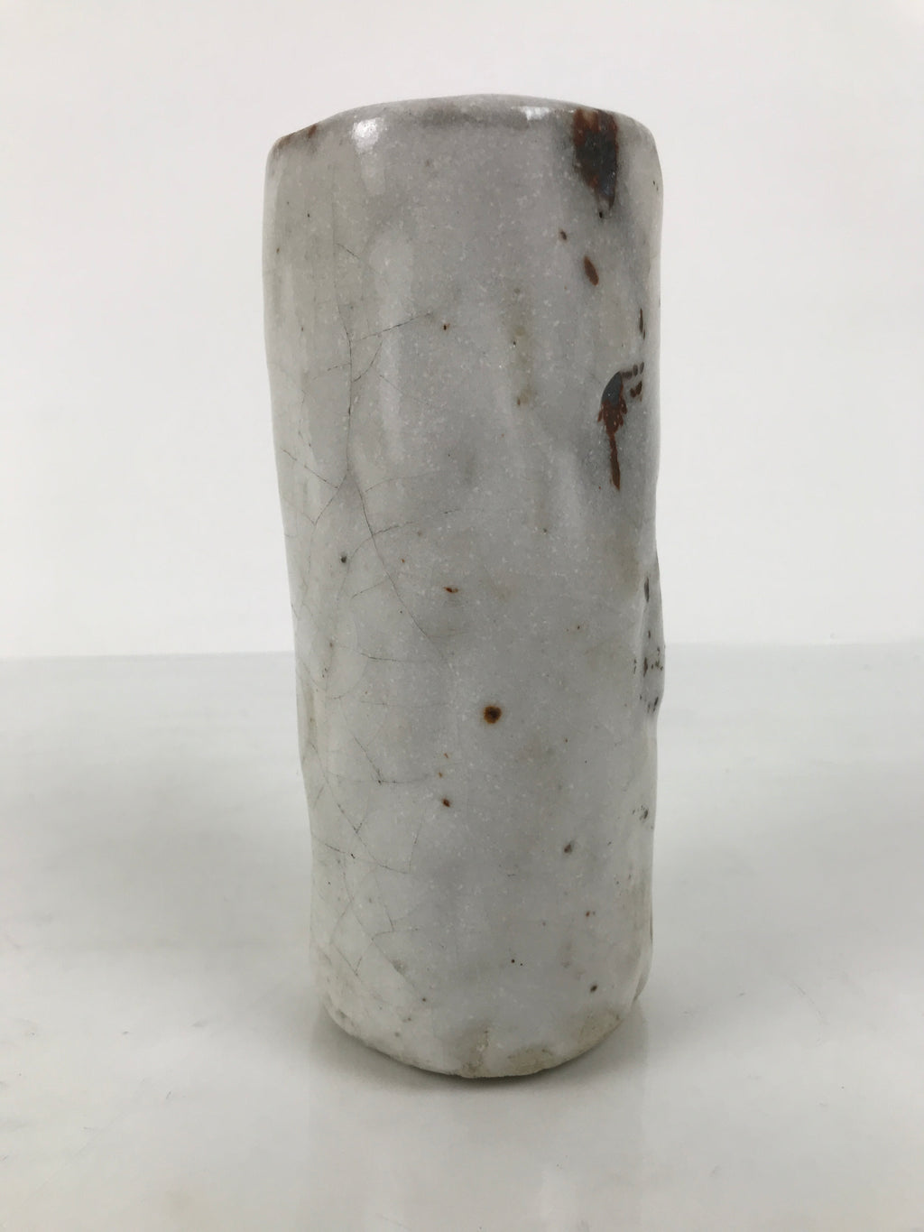 Japanese Shino Ware Ceramic Flower Vase Vtg Ikebana Kabin White Brown FK240-KT - Vase-chidorivintage.com