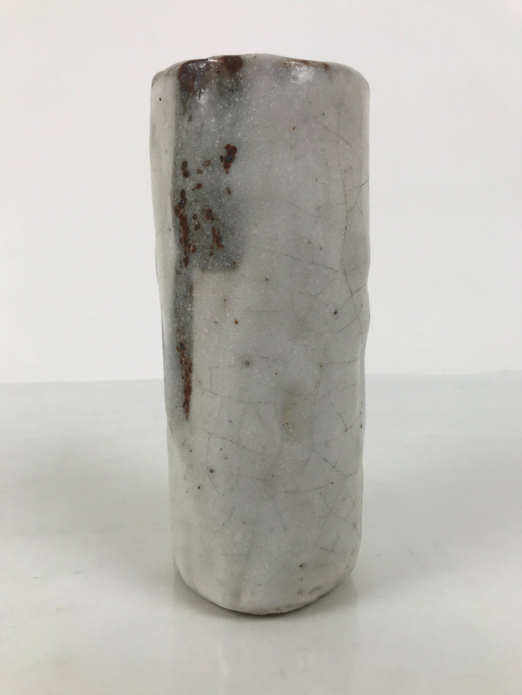 Japanese Shino Ware Ceramic Flower Vase Vtg Ikebana Kabin White Brown FK240-KT - Vase-chidorivintage.com