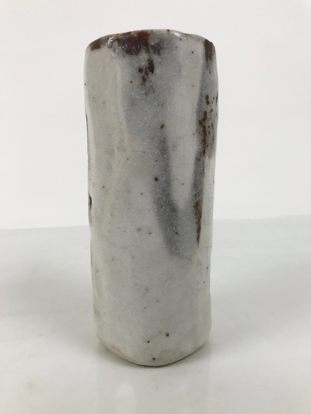 Japanese Shino Ware Ceramic Flower Vase Vtg Ikebana Kabin White Brown FK240-KT - Vase-chidorivintage.com