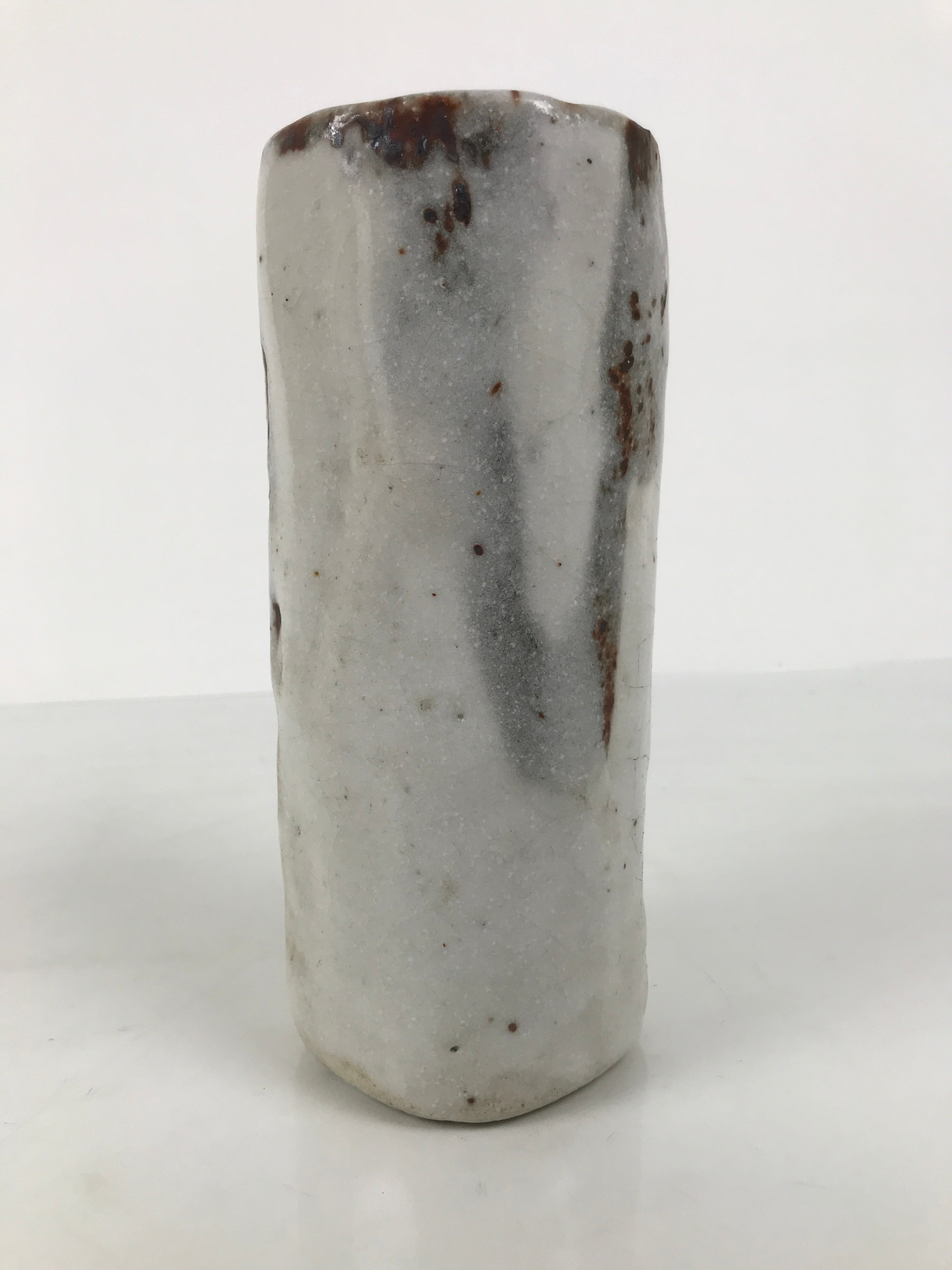 Japanese Shino Ware Ceramic Flower Vase Vtg Ikebana Kabin White Brown FK240-KT - Vase-chidorivintage.com