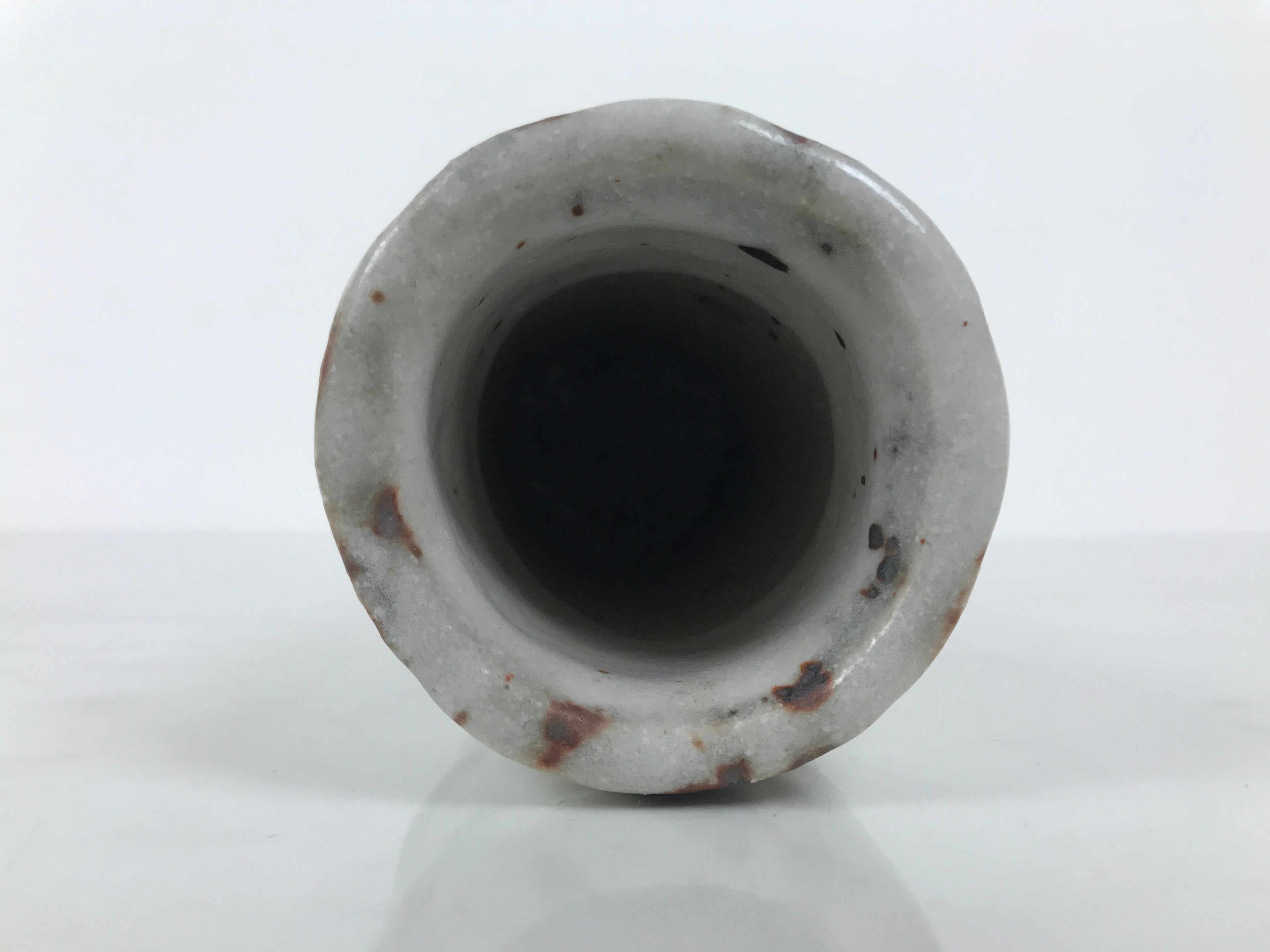 Japanese Shino Ware Ceramic Flower Vase Vtg Ikebana Kabin White Brown FK240-KT - Vase-chidorivintage.com