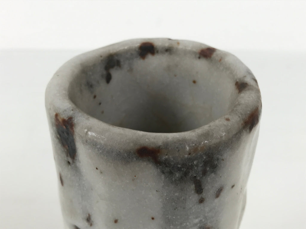 Japanese Shino Ware Ceramic Flower Vase Vtg Ikebana Kabin White Brown FK240-KT - Vase-chidorivintage.com
