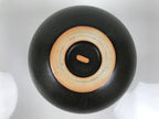 Japanese Ceramic Flower Vase Vtg Ikebana Kabin Round Ball Green Dark Brown FK241-KT - Vase-chidorivintage.com
