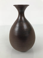 Japanese Ceramic Flower Vase Vtg Ikebana Kabin Round Brown Natural Glaze FK243-KT - Vase-chidorivintage.com