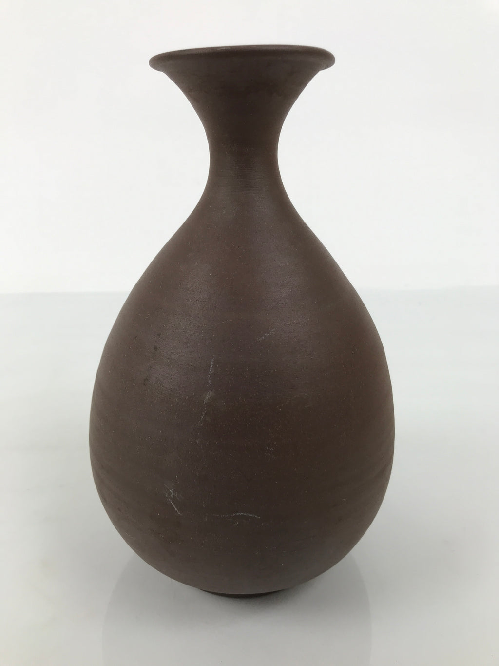 Japanese Ceramic Flower Vase Vtg Ikebana Kabin Round Brown Natural Glaze FK243-KT - Vase-chidorivintage.com