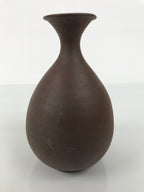 Japanese Ceramic Flower Vase Vtg Ikebana Kabin Round Brown Natural Glaze FK243-KT - Vase-chidorivintage.com