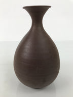 Japanese Ceramic Flower Vase Vtg Ikebana Kabin Round Brown Natural Glaze FK243-KT - Vase-chidorivintage.com