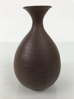 Japanese Ceramic Flower Vase Vtg Ikebana Kabin Round Brown Natural Glaze FK243-KT - Vase-chidorivintage.com