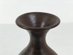Japanese Ceramic Flower Vase Vtg Ikebana Kabin Round Brown Natural Glaze FK243-KT - Vase-chidorivintage.com