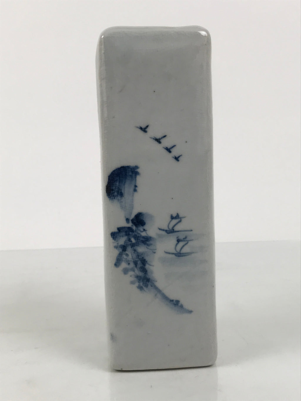 Japanese Porcelain Flower Vase Ikebana Kabin Square White Blue Ocean Boat FK244-KT - Vase-chidorivintage.com