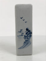 Japanese Porcelain Flower Vase Ikebana Kabin Square White Blue Ocean Boat FK244-KT - Vase-chidorivintage.com