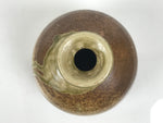 Japanese Ceramic Oribe Ware Flower Vase Vtg Ikebana Kabin Brown Round FK245-KT - Vase-chidorivintage.com