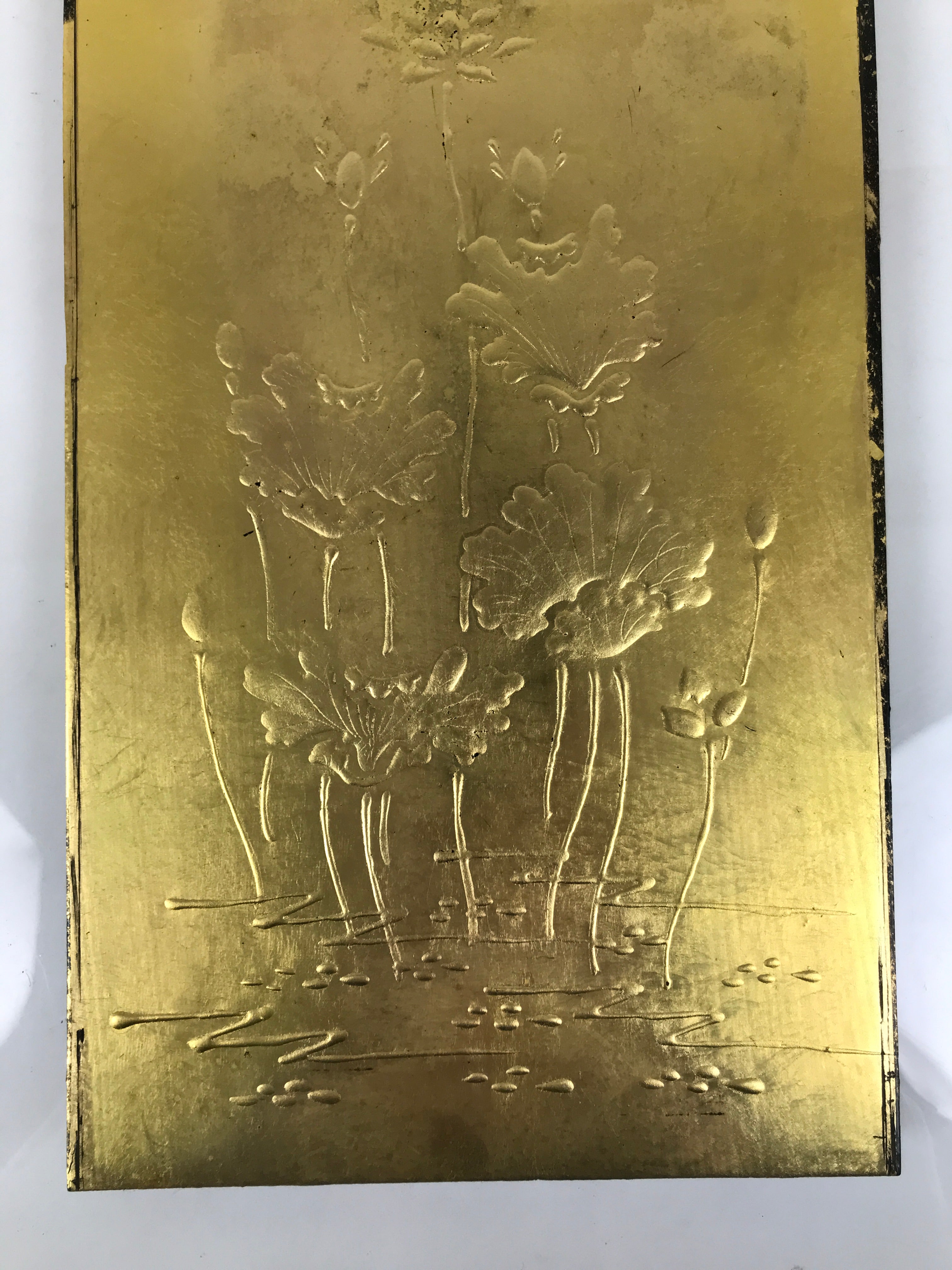 Japanese Buddhist Altar Wooden Gold Leaf Decorative Panel Vtg Lotus Flower BP41-OT - Buddhist-chidorivintage.com