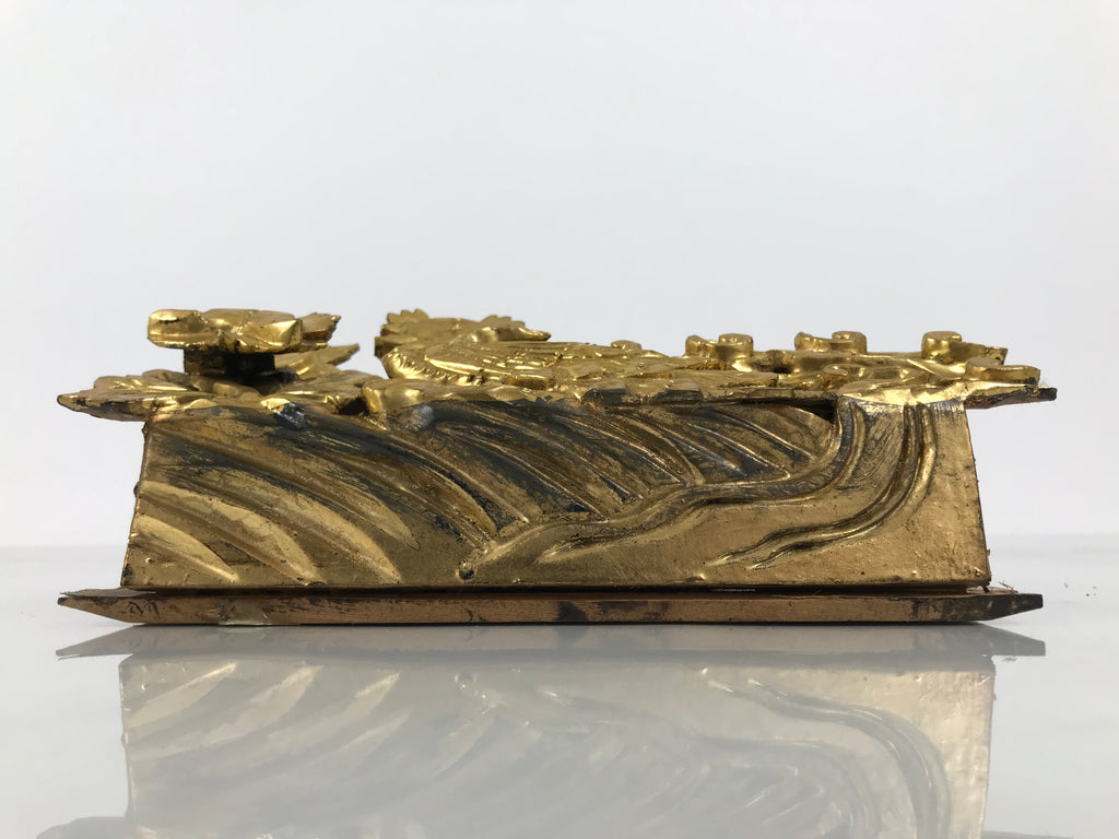 Japanese Buddhist Altar Carved Wooden Vtg Butsudan Spare Part Peacock Gold BP37-OT - Buddhist-chidorivintage.com