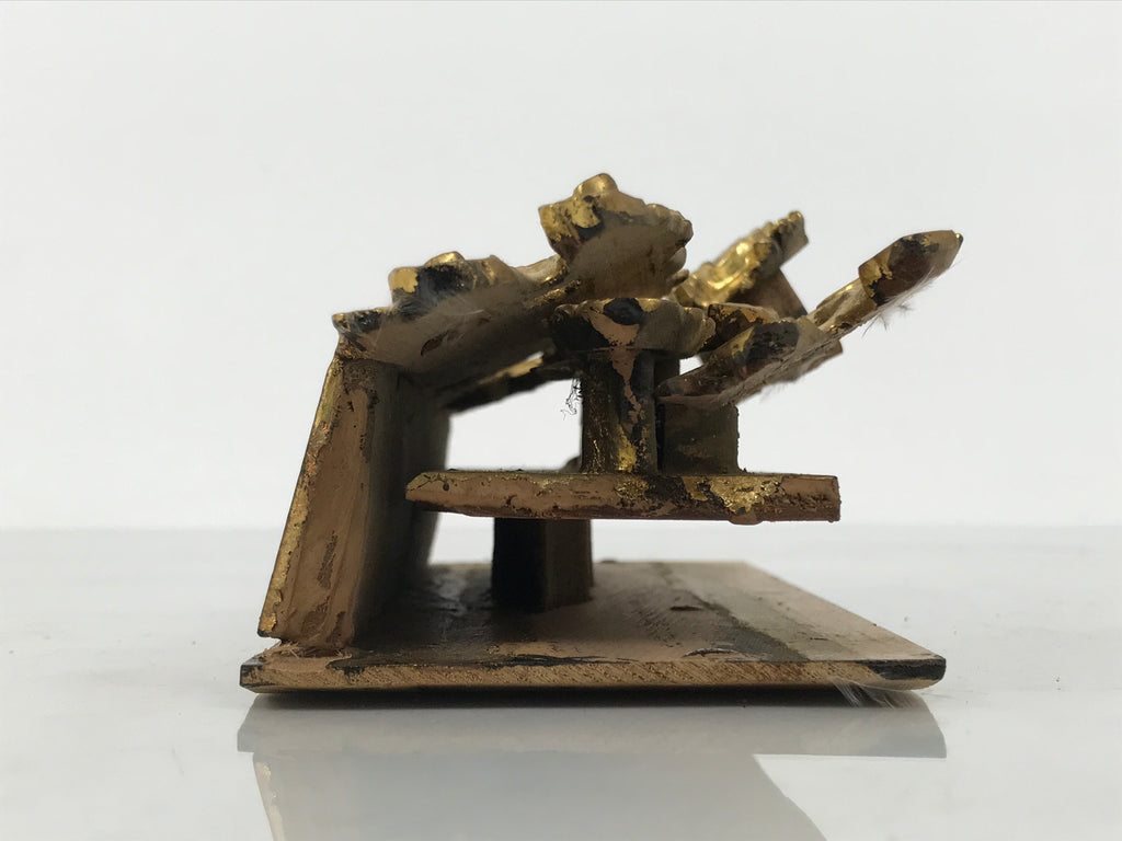 Japanese Buddhist Altar Carved Wooden Vtg Butsudan Spare Part Peacock Gold BP37-OT - Buddhist-chidorivintage.com
