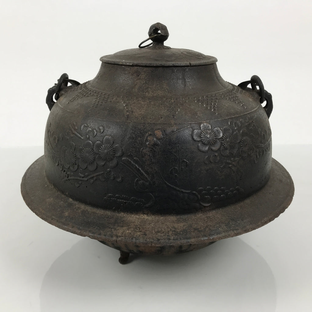 Antique Japanese Cast Iron Kettle Chagama Water Pot Tea Ceremony Floral C36-KT - Kettle-chidorivintage.com